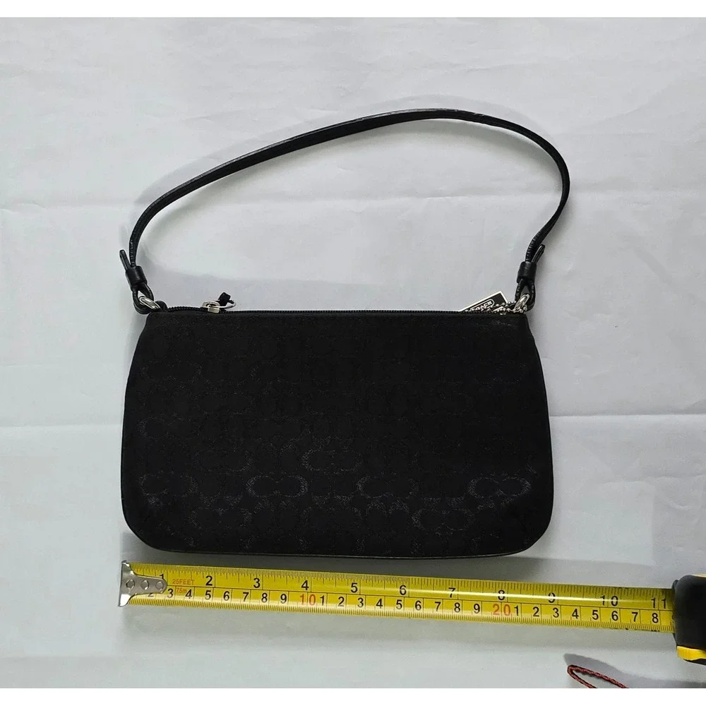 Coach Vintage Y2K Black Signature Monogram Metallic Baguette Shoulder Bag Pink L